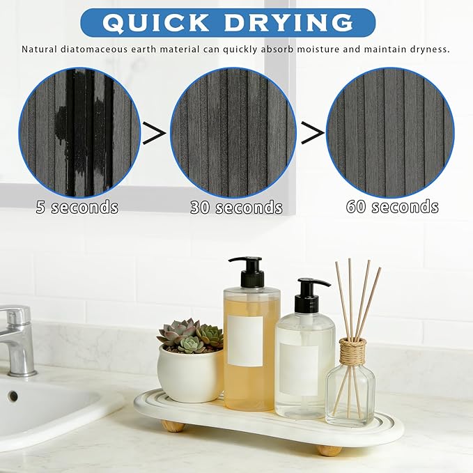 Instant Dry Sink Tray, Anti-Slip Stone Sink Caddy, Durable Kitchen Sink Organizer, Quick Dry Water Absorbing Stone Tray for Bathroom Counter, Stone Soap Tray