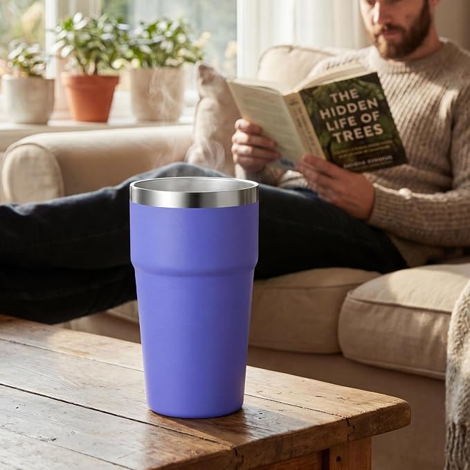 MEWAY 16oz Tumbler Double Wall Vacuum Insulated Travel Mug Bulk, Stainless Steel Tumblers with Lid, Powder Coated Coffee Cups for Cold & Hot Drinks (Purple,12 Pack)