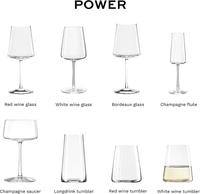 Stölzle Lausitz Stemless White Wine Glasses Power Set of 4, 13 1/2 oz – Modern Crystal Wine Glasses for Maximum Aroma – Dishwasher Safe & Break-Resistant, Made in Germany