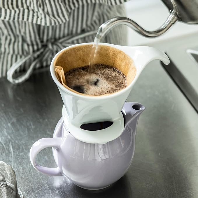 ZERO JAPAN - Bee House Pour Over Coffee Dripper - Ceramic Coffee Maker with Elegant Peek Hole, Drip Cone Brewer Coffee Gifts, Brewing Accessories - Steel Gray, Standard Size