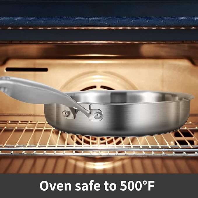 LOLYKITCH 3-Quart Saute Pan with Lid | 10-Inch Deep Frying Pan | Dia 26CM | Small | Tri-Ply Stainless Steel Clad | Dishwasher & Oven Safe | Compatible for All Cooktops | Riveted Handle | 2-3 Servings