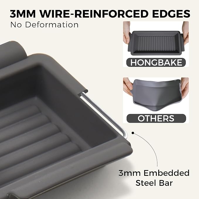 Bakeware Sets, Baking Pans Set with Reusable Silicone Sheet Trays Dividers, Nonstick Oven Pan with Wider Grips, 14-Piece Including Rack, Cookie Sheet, Cake, Loaf, Muffin, Pizza Pan