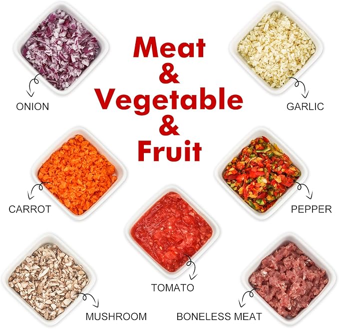Food Chopper Manual, Onion Garlic Vegetable Cutter Easy to Clean, Hand Nut Chopper for Vegetable, Fruit, Salad, etc - 2.5 Cup (Red)