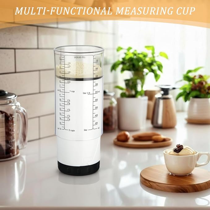 6 Pcs Adjustable Push up Measuring Cup Set 1 Measure Cup 5 Measure Spoon | Kitchen Measuring Baking Tool, 2 Cup Measuring Cup for Butter, Liquid, Dry, Semi Solid Ingredient, Home Cooking Gadget