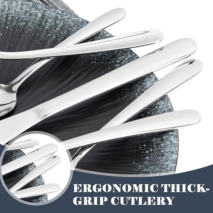 BEWOS 49 PCS Silverware Set - Stainless Steel Silverware Set with Organizer for 8, Flatware Set Included Steak Knives and Drawer Organizer, Mirror Polished, Dishwasher Safe