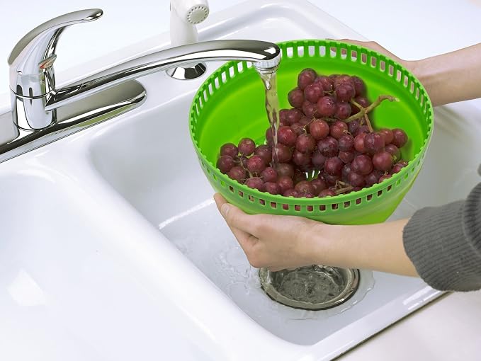 PrepWorks 4 Qt Collapsible Salad Spinner for Quick Salad Washing and Drying | Collapsible Space-Saving Design, BPA-Free and Dishwasher Safe for Easy Clean Up