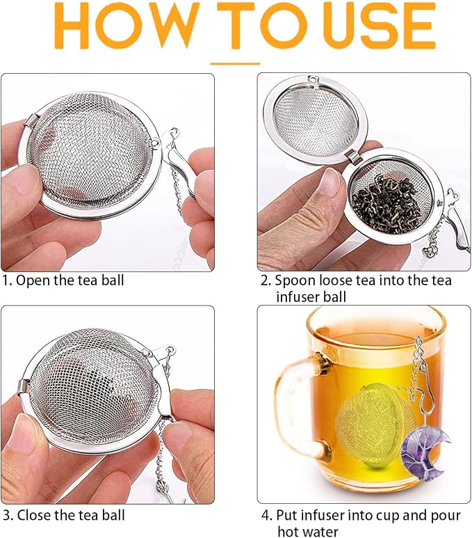 Tea Infuser Tea Strainer Tea Diffuser for Loose Tea Amethyst Tree of Life Wire Wrapped Crescent Moon Pendant Reiki Healing Crystal Stone Tea Ball Tea Filter Gifts for Women