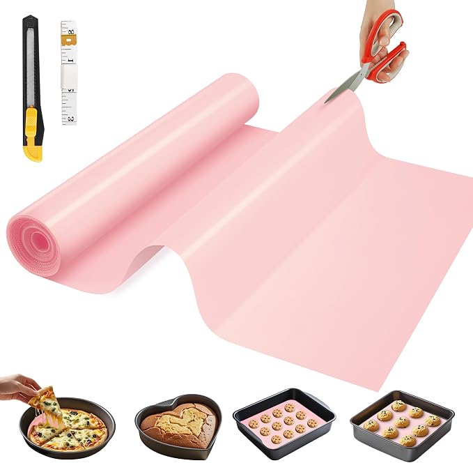 GTJ Silicone Baking Mat Roll, Reusable Baking Sheet Liners, 12 in x 6 ft | Free Cut to Size, Food-Grade, Non-Stick, Non-Slip, For Dough, Pastry, Air Fryer, Freeze Dryer, Oven Pan, Kitchen Counter