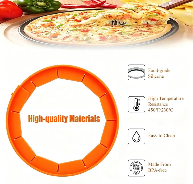Easily Adjustable Silicone Pie Crust Protector, Fits8-11.5" Pie Crust | Food-Grade Pie Crust shield, Prevents Crust Edges from Burning,2 Anti-Slip Clips, Oven/Microwave/Dishwasher Safe,orange,2pcs