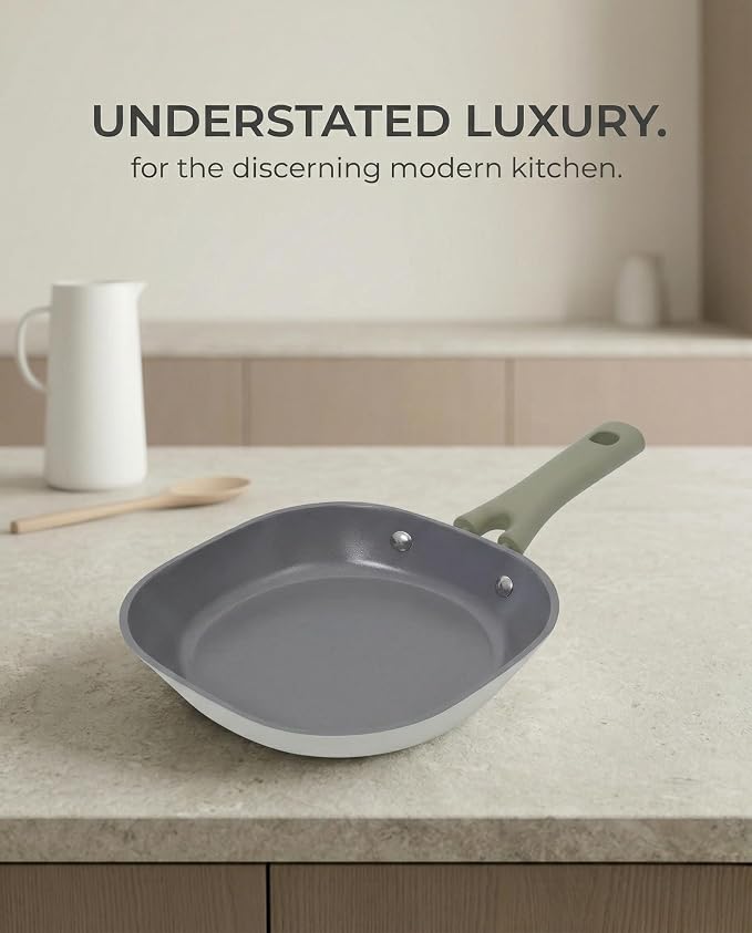 8 Inch Ceramic Nonstick Frying Pan - Dual Ceramic Coating Inside & Out, PFAS/PFOA-Free Skillet, Induction Compatible & Dishwasher Safe, Stay-Cool Handle, Eco-Friendly Egg Pan