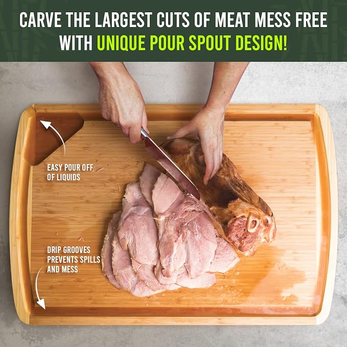 GIGANTIC 36 x 24 Inch Extra Large Bamboo Cutting Board with Lifetime Replacements – 4XL Butcher Block, Oversized Carving & Charcuterie Board, Stovetop Cover for Kitchen Counter Space