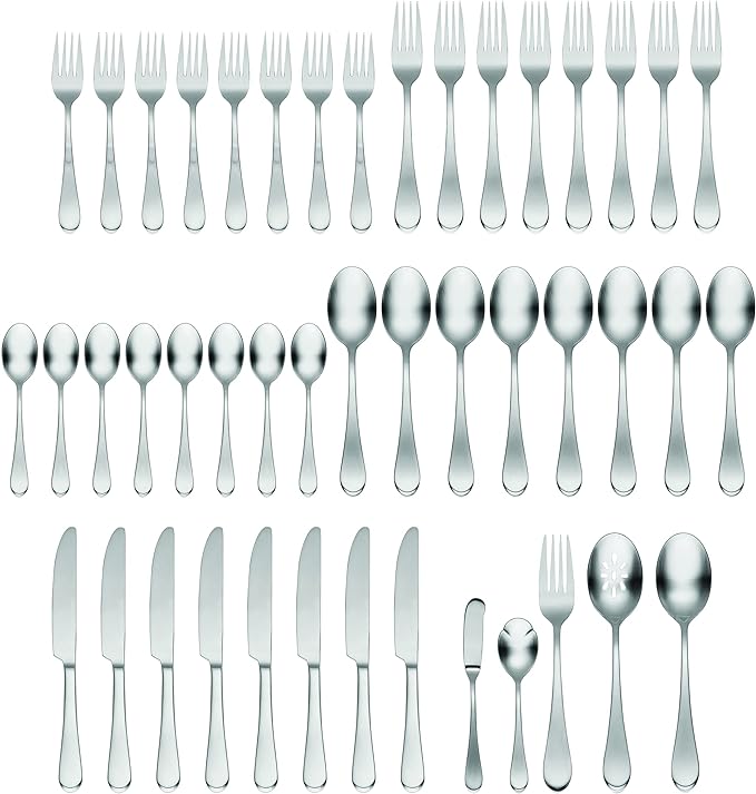 Oneida Icarus Satin 45-Piece 18/0 Silverware Set for 8, Flatware