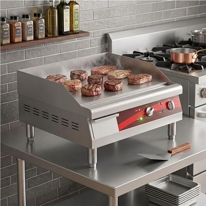 Commercial Electric Griddle 24", 208/240V, 2675W–3560W, for Restaurant