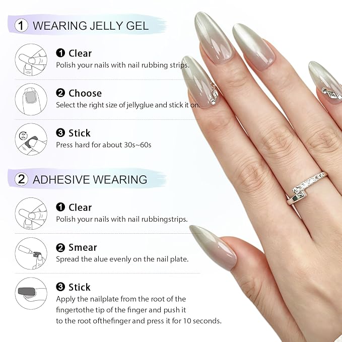 6 Packs (144 Pcs) | Reusable Press on Nails | cute nails | 6-Style Bundle | 12 Sizes | Each Style 24 Pcs | Colorful & diamond