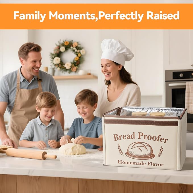 Proofing Box - Foldable Proofing Bread Box with 68-122°F Temp Control & 48H Timer, Bread Proofer for Sourdough, Pizza Dough, Yogurt, Kombucha, 5-Layer Fabric (Beige)