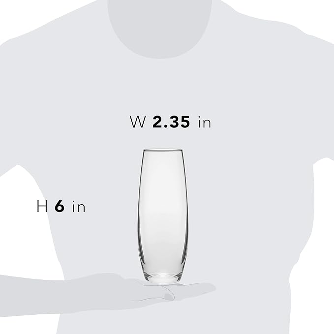 Libbey Stemless Flute Glasses, 9.6-ounce, Set of 6