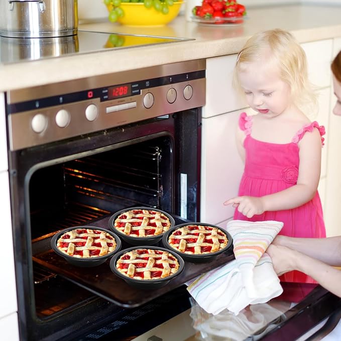 10 Pieces Mini Pie Pans, 5 Inch Individual Small Round Cake Pan, Reusable Nonstick Carbon Steel Pie Tins for Oven and Instant Pot Baking Chicken Pot Pies, Quiches, Fruit Pies