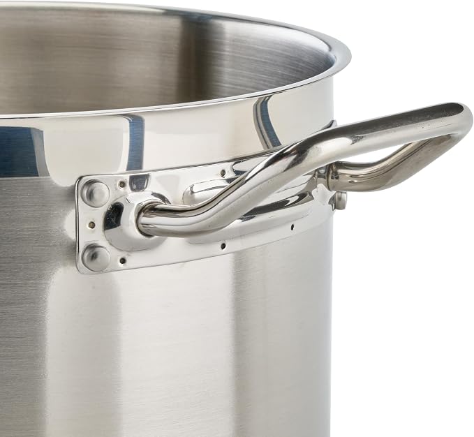 Winco 7 1/2 qt 7.5 qt Stainless Steel Sauce Pan with Cover | Heavy-duty, Tri-ply construction, Helper handle, Great for Cooking and Food Preparation