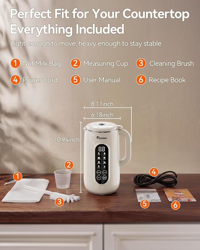 IAGREEA 10-in-1 Nut Milk Maker Machine, 42oz Soy Milk Blender | Large Capacity, No Soak/12H Delay/2H Keep Warm for Homemade Almond/Oat, Juice, Plant-Based & Dairy Free for Family & Party