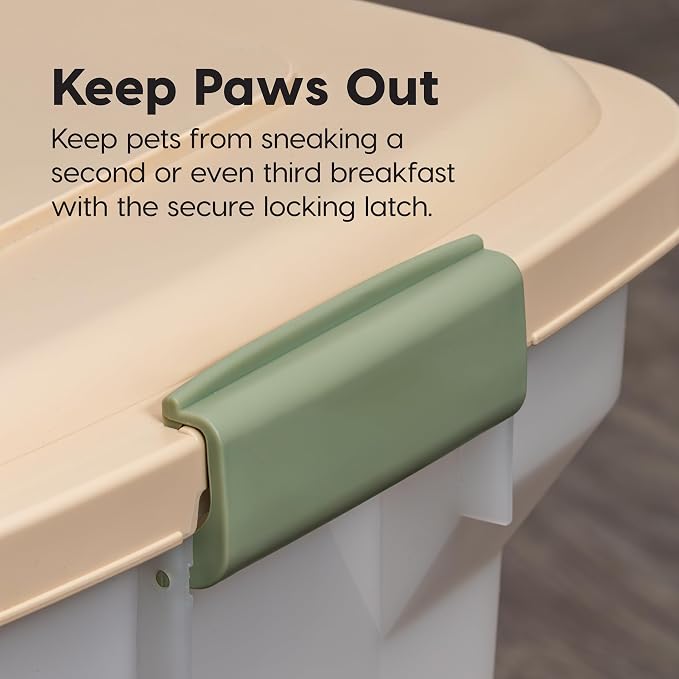 IRIS USA Dog Food Storage Container, Up to 58lbs, Almond/Pearl, Made in USA | Wheels for Mobility, Airtight Seal, BPA-Free, Best for Bird Seed, Cat food, Cat Litter, Chicken Feed, Pellets