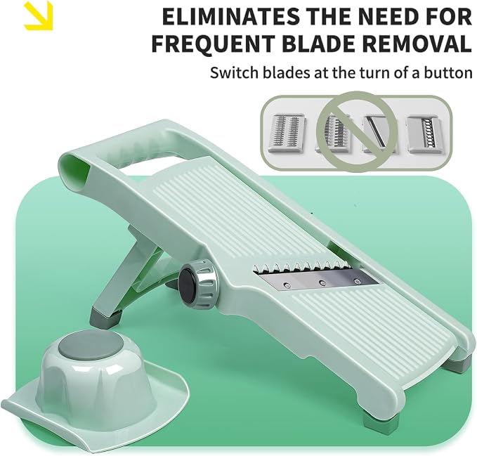 Adjustable Safe Mandoline Slicer for Kitchen, Stainless Steel Multifunction Vegetable & Fruit Cutter, Onion Potato Tomato Cabbage Apple Lemon Slicer Cutter, Multipurpose Veggie Slicer.