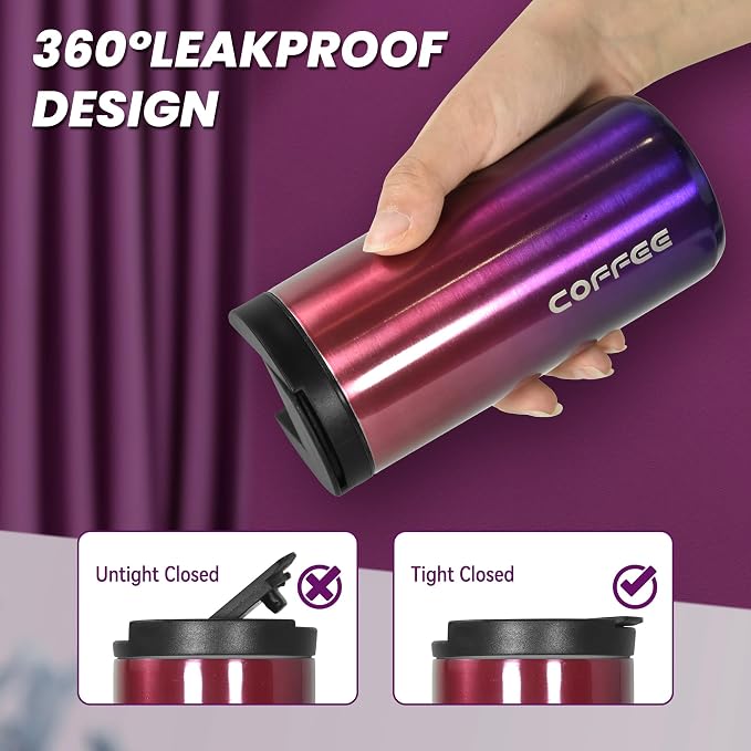 Insulated Coffee Mug 17oz,Travel Coffee Tumbler,Vacuum Insulated Coffee Mug with Leak Proof Screw Lid Coffee Cup for Men and Women for Hot & Cold Drinks