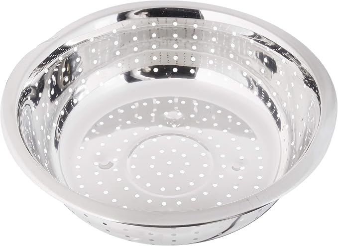 Winco Chinese Colander with 5mm Holes, 13-Inch, Stainless Steel, Medium | Efficient drainage, Foodservice, Great for Draining Pasta, Rinsing Produce, Straining and Kitchen Prep