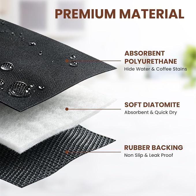 Coffee Mat Dish Drying,Non-Slip Easy Clean Sink Mat,Heat-resistant ,Fit Under Coffee Maker, Espresso Machine, Pot, Dish Rack (black, 16"x20")