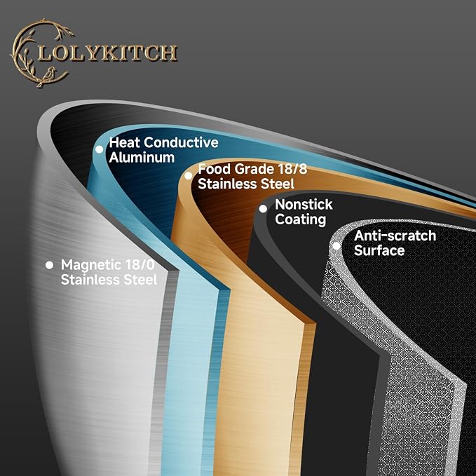 LOLYKITCH 3-Quart Deep Skillet with Lid | 10 Inch | Riveted Handle | Hybrid Nonstick | Sauté Pan | Dishwasher & Oven Safe | 2-3 Servings | Induction Compatible
