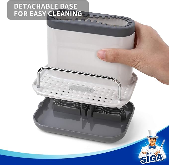 MR.SIGA Sink Caddy, Kitchen Sink Organizer Sponge Holder with Drip Tray | Kitchen sink caddy organizer, keeps sink tidy