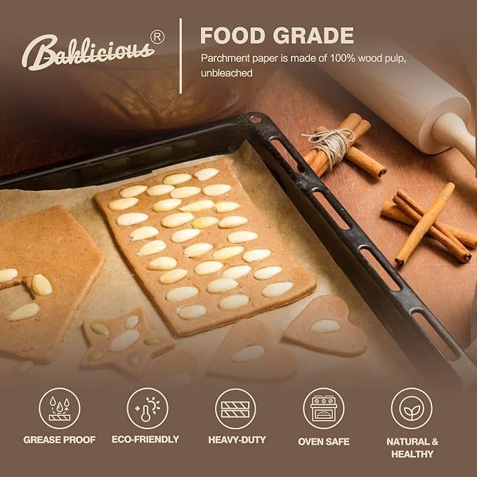 Baklicious 12x16inch 220pcs Unbleached Pre-cut Heavy Duty Parchment Baking Sheets