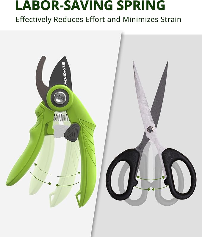 Garden Shears 6.9" Pruning Shears for Gardening Green | SK5 Stainless Steel Sharp Blades,Tree Trimmer Garden Scissors with Comfort Handle and Safety Lock,Gardening Hand Tools