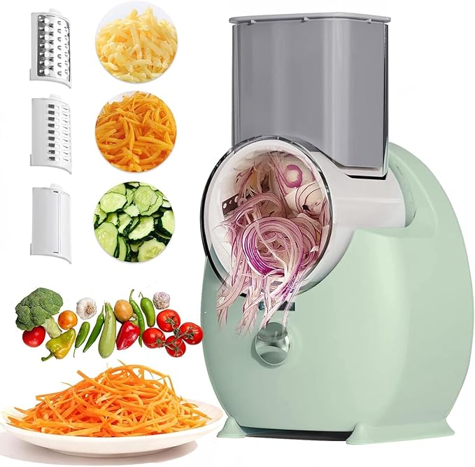 3 In 1 Electric Cheese Grater For Block Cheese | Electric Grater For Home Kitchen,One-Touch Easy Control Salad Shooter Electric Slicer/Shredder For Veggies Cucumber Nuts