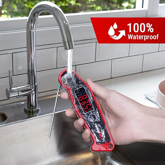 TempPro TempSwift 0.5 Sec Instant Read Digital Meat Thermometer Waterproof | Cooking Thermometer with Auto-Rotating Backlit Display, Food Thermometer for Grill, BBQ, Smoker, Fry, Candy, NSF Certified