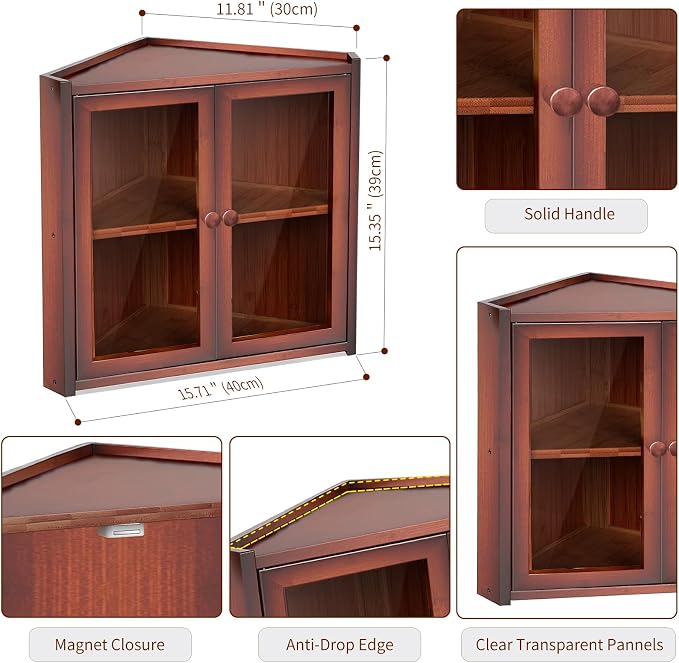 BAMBANG Bread Box, Double Layer Bamboo Bread Bin for Homemade Bread Bakers and Corner Kitchen Countertop with Double Doors, Not Suitable for Oversized Loaves, Brown
