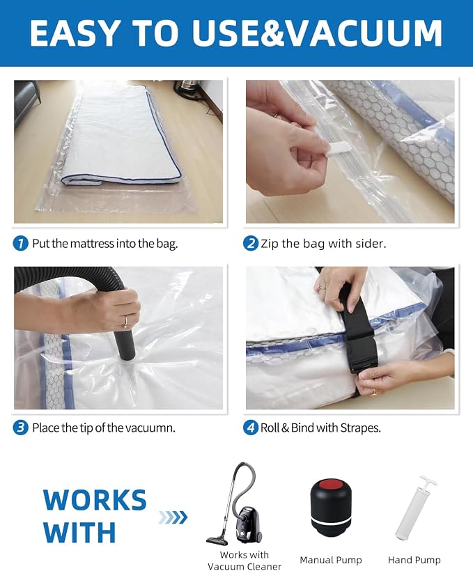 Vacuum Bag for Moving, Vacuum Seal Bag Heavy Duty Storage Bag (1 Queen/Full/Full-XL)