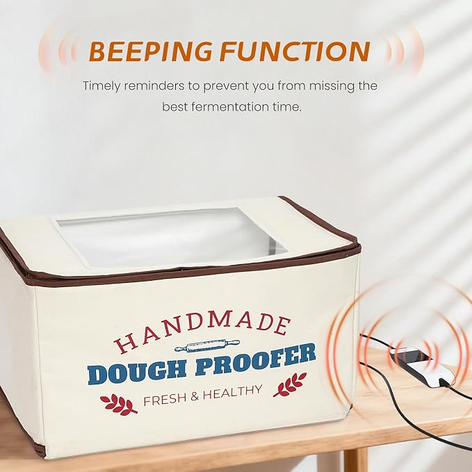 Extra Large Dough Proofing Box50-130°F, 3-Sided Heat 24HTimer | Extra-large foldable proofing box includes 3-sided heat, 50-130°F control, beep alert and storage bag for dough and seedlings