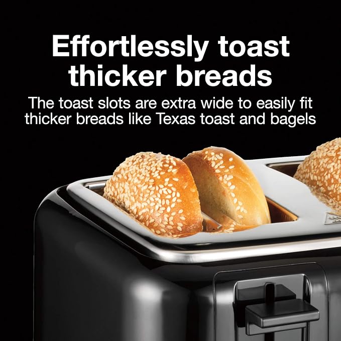 Proctor Silex Deluxe Hot Sandwich Maker, Nonstick Plates, Stainless Steel & 4 Slice Toaster, Cool-Touch Walls, Shade Selector, Toast Boost, Auto Shut-off and Cancel Button, Black