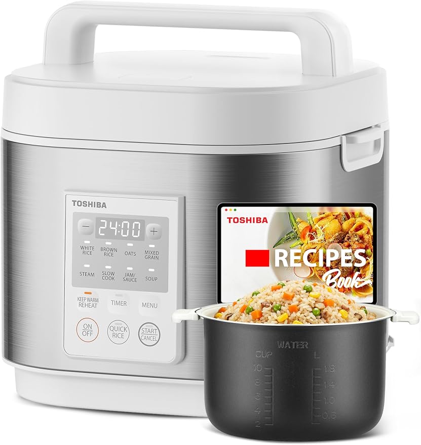 TOSHIBA Rice Cooker Heritage Bento Box, Digital Control, 10-Cup Uncooked Rice Capacity, 9 Functions with 3D Heating and 24-Hour Auto Keep Warm