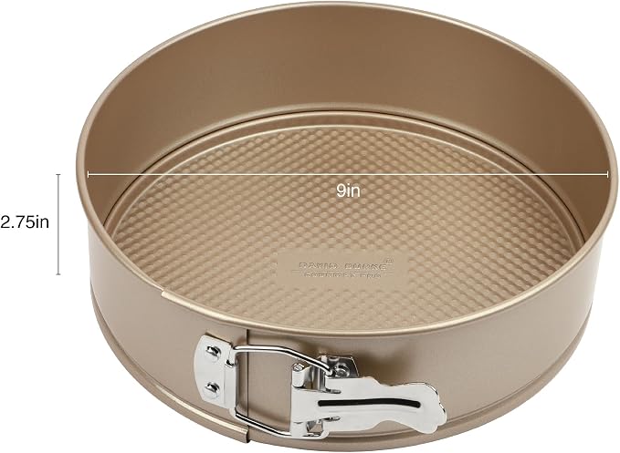 David Burke 9" Springform Pan – Carbon Steel Cheesecake Mold with Removable Bottom, Oven Safe, PFTE & PFOA Free – Bronze
