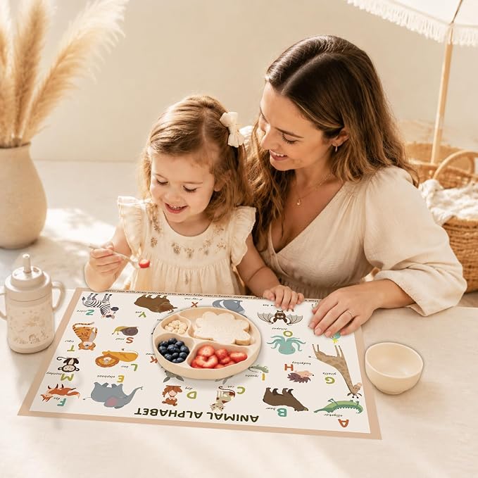 Disposable Placemats for Baby & Toddlers, 45 Pack Baby Disposable Placemats for Restaurants, Disposable Table Mats for Babies, Kids Placemats for Travel, Dining Out & Daily Use (Beige)