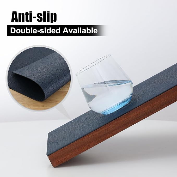 Homaxy PU Faux Leather Placemats for Dining Table, Set of 4, Navy Blue | Waterproof Wipeable Washable Table Mats, Easy to Clean Anti-Slip Place Mats, 11.8" x 17"