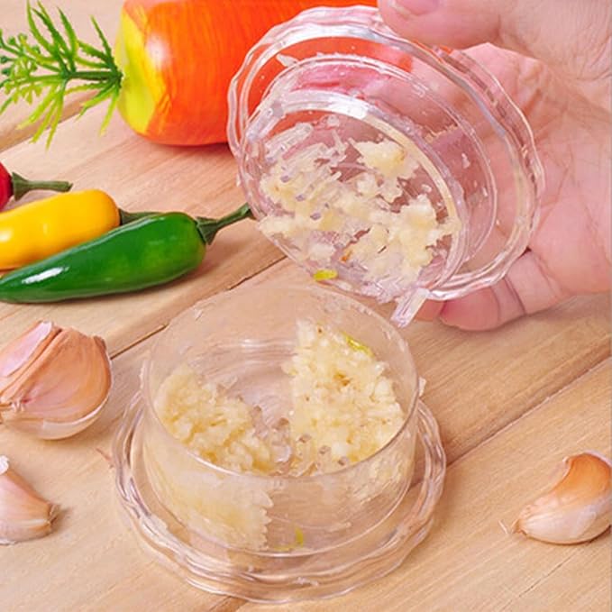 Transparent Manual Garlic Twist, Multi-Functional Mincer & Grinder for Garlic, Onion, Ginger, Herbs, Nuts, Impact Resistant Kitchen Gadget & Home Accessory