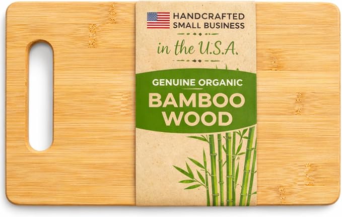 Handcrafted Bamboo Cutting Board – Genuine U.S.A. Made, Multiple Sizes – Premium Bamboo Wood, Perfect for Kitchen Prep or Personalized Engraved Gifts (Large)
