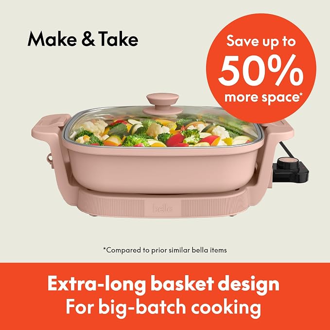 bella Fits-Anywhere™ SAUTE Make & Take Skillet, Non-Toxic Ceramic, Blossom
