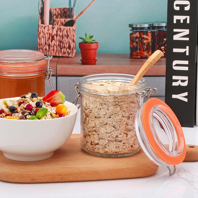8 oz Glass Jars with Lids, 6 Pack Small Glass Jars with Airtight Lid | Overnight Oats Containers with Lids, Glass Spice Jars with Airtight Lids for Kitchen Canning, Honey, Nuts, Snacks, Jelly