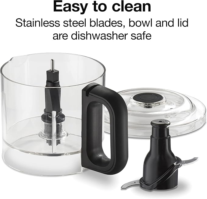 Proctor Silex Durable Electric Vegetable Chopper & Mini Food Processor | 3.5 Cup Bowl | 2 Speeds For Chopping, Puree & Emulsify | Stacking Design For Easy-Assembly | 350 Watts | Silver | 72870