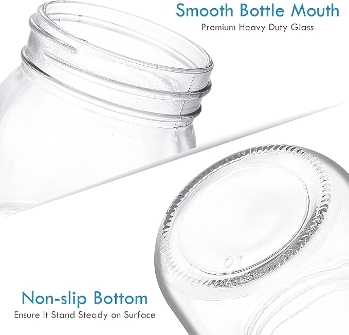 YEBODA 10 oz Wide Mouth Mason Jars with Lids, Glass Canning Jars, 9 Pack | Clear glass quart jars with two-piece lids and bands for canning, pickling, meal prep, overnight oats, and pantry storage.