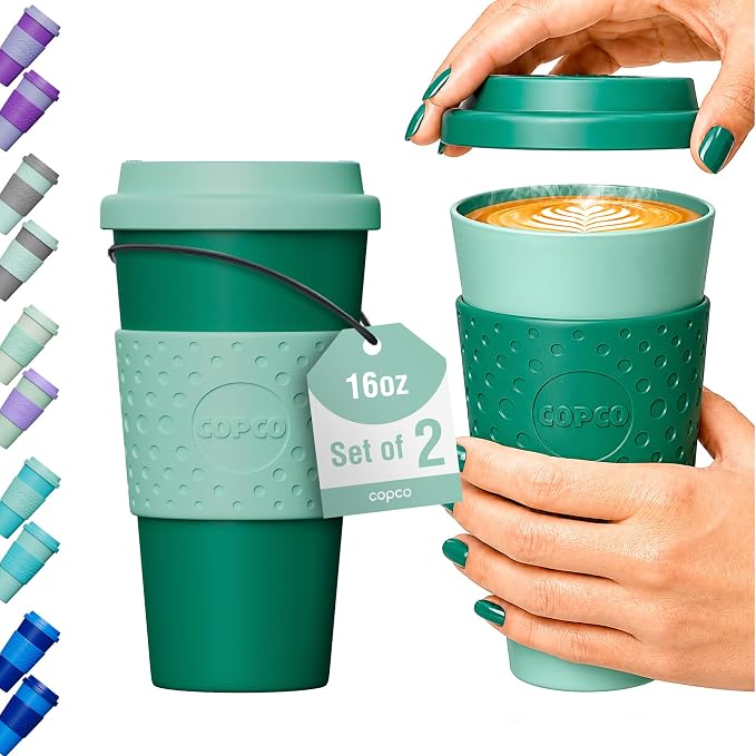 Copco Acadia Travel Mug, 16 Oz - Green & Hunter Green, Set of 2