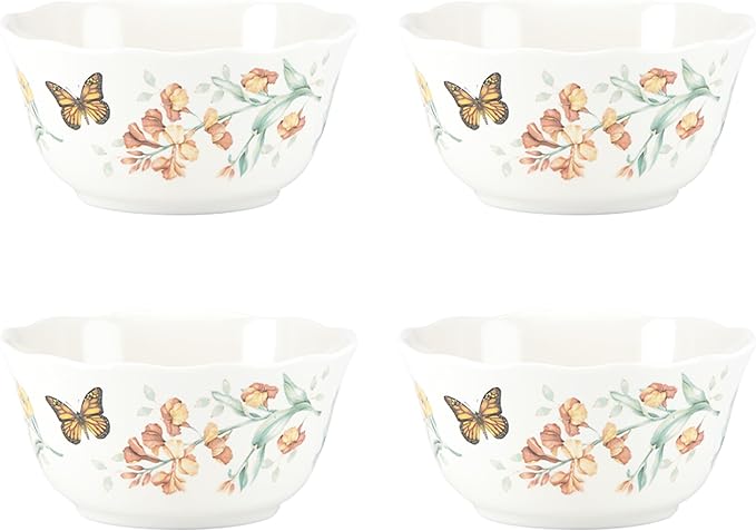 Lenox Butterfly Meadow Melamine All-Purpose Bowls, Salad Bowl Set for 4 | lightweight, bpa-free, dishwasher safe | versatile for cereal, soup, or salad | multi-purpose bowl | 16oz capacity
